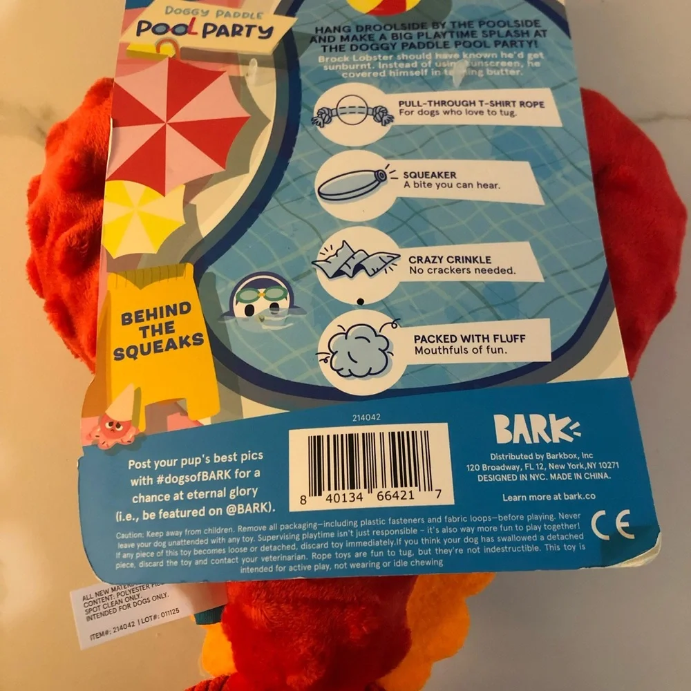 BARK Brock Lobster Plush Dog Toy